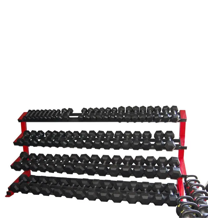 4 Tier Dumbbell Rack 75" Rails (5-100) (2X3 Heavy Duty Legs) 50" Height 1