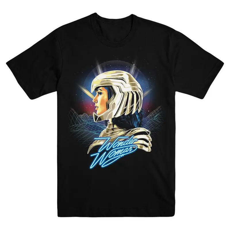80'S Space Wonder Woman Adult Black T-Shirt From Wonder Woman 1984 1