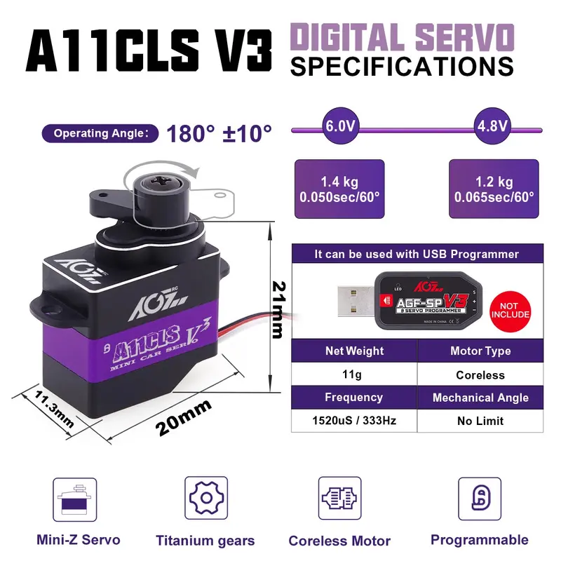 Agf Rc: A11clsv3 Digital Coreless Micro Servo 2
