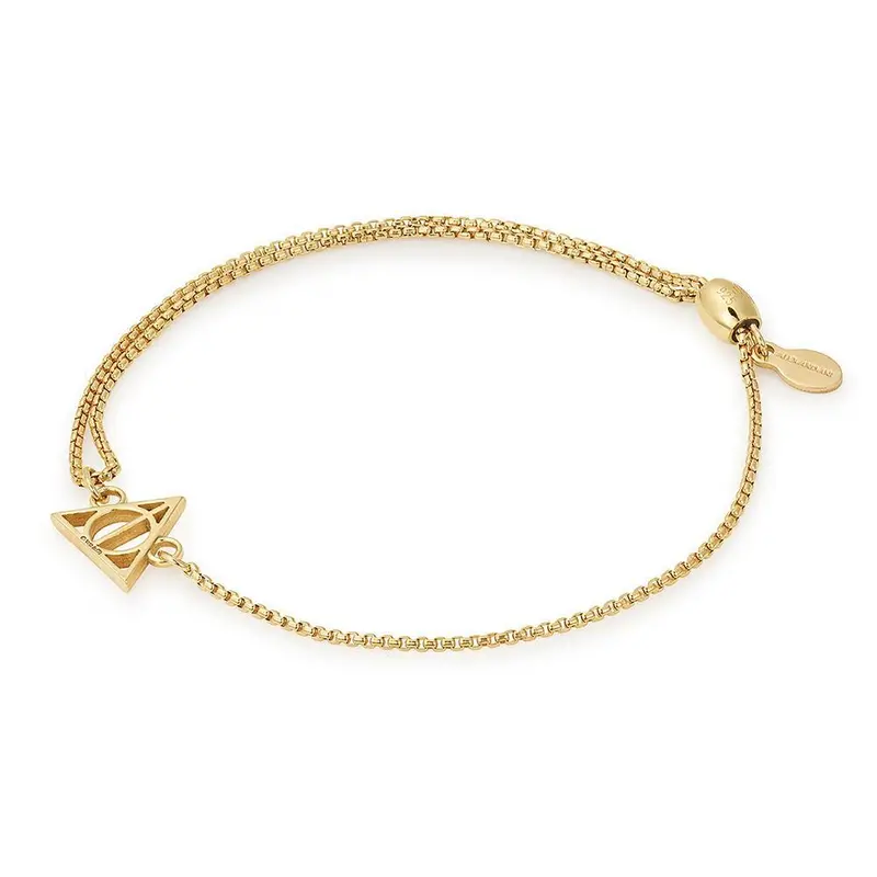 Alex And Ani Deathly Hallows Pull Chain Adjustable Bracelet Gold Plated 1