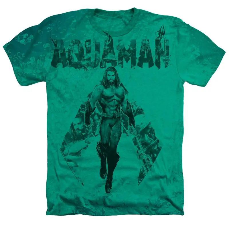 Aquaman Movie Aqua Group Sublimated Heather T-Shirt 1