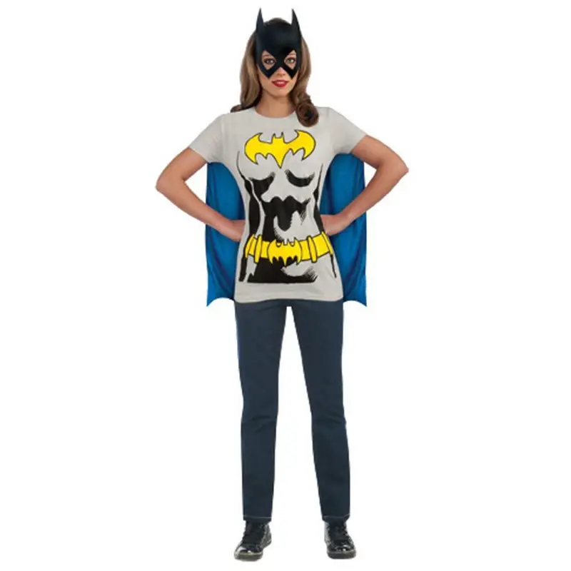 Batgirl T-Shirt With Cape Women's Costume Kit 1