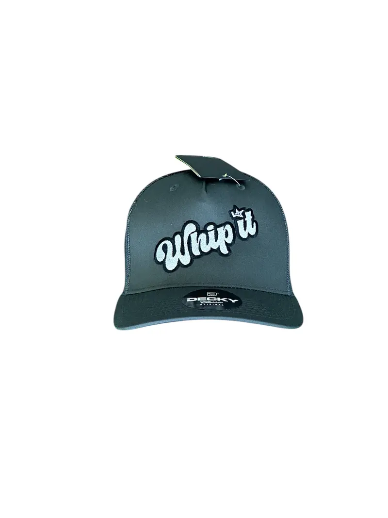 Curve Bill Hat – 5 Panel Retro Trucker Labeda Whip It Grey 1