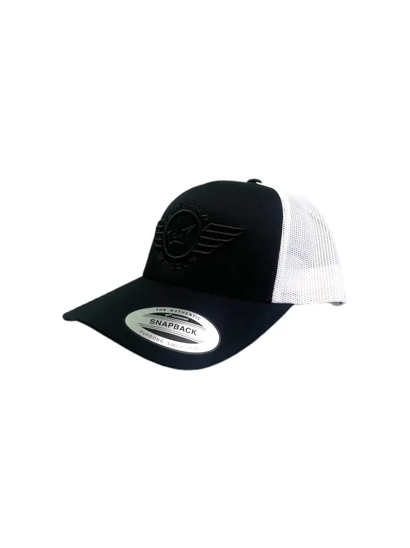 Curve Bill Hat – 5 Panel Retro Trucker Labeda Wings  Black 1