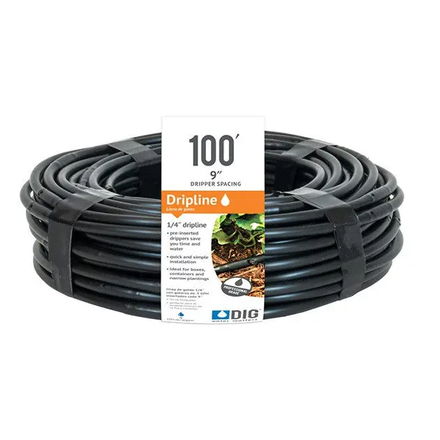 Dig - 1/4'' Microline Dripline W/ 9'' Spacing X 100' (Black) .52 Gph - Ml-109 1