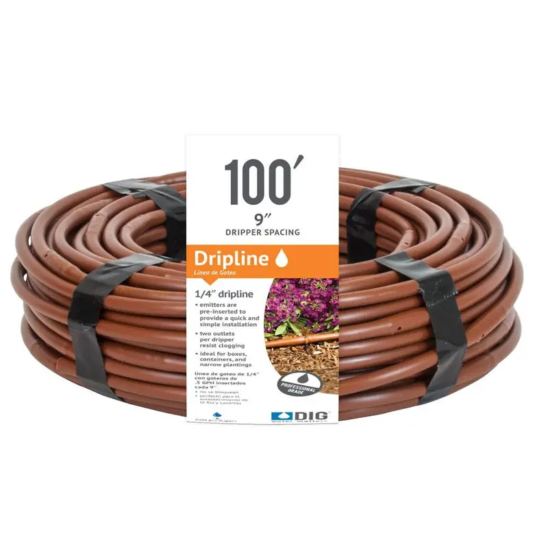 Dig - 1/4'' Microline Dripline W/ 9'' Spacing X 100' (Brown) .52 Gph - Ml-109B 1