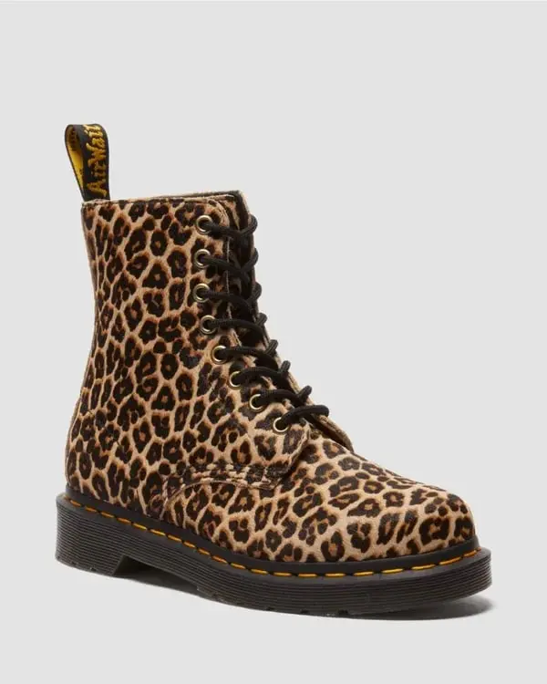 Dr. Martens 1460 Pascal 8 Eye Boot - Light Tan Mini Leopard Spot Hair On 1