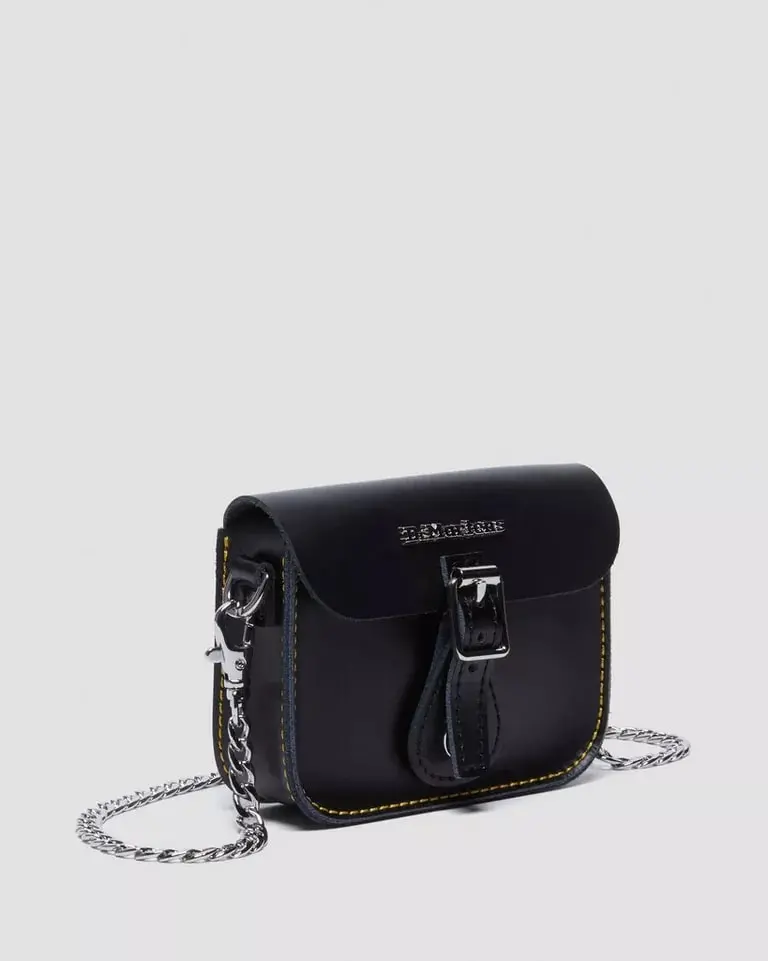 Dr Martens 5" Leather Satchel - Black Kiev & Black Smooth 1