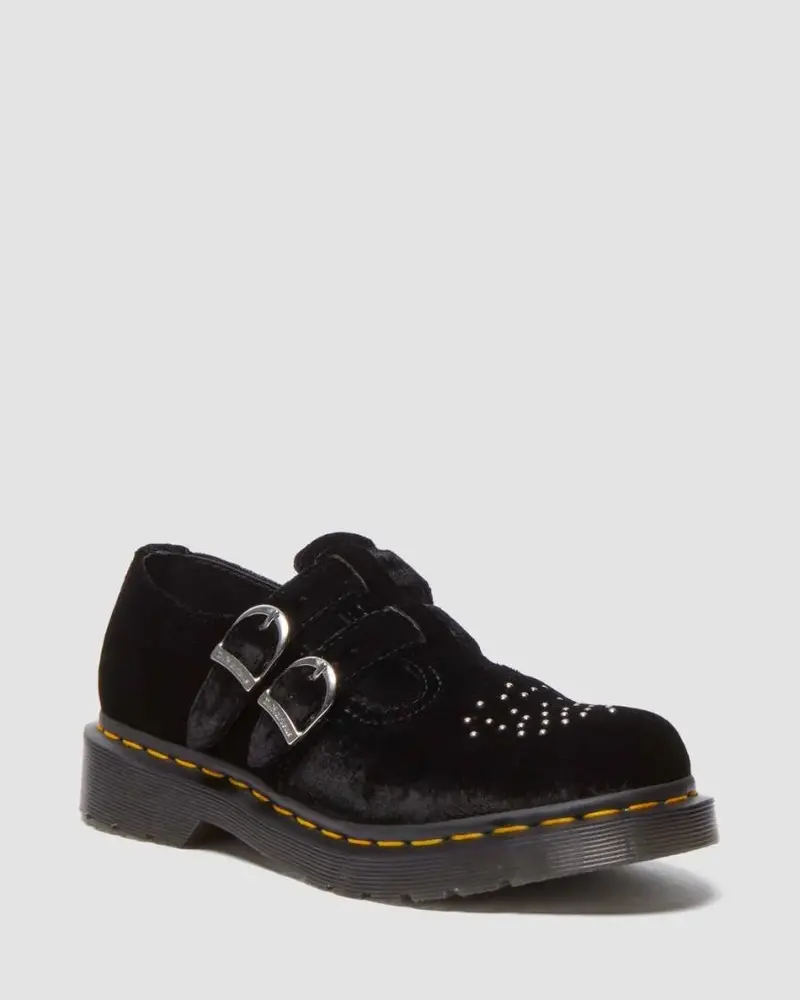 Dr. Martens 8065 Vegan Velvet Mary Jane Shoe - Black Velvet 1