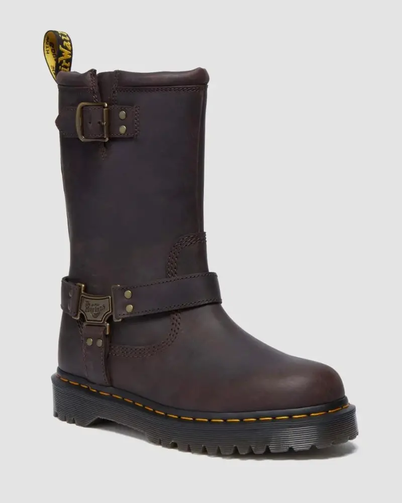 Dr. Martens Anistone Hi Pull On Boot - Dark Brown Burnished Waxy Pull Up 1