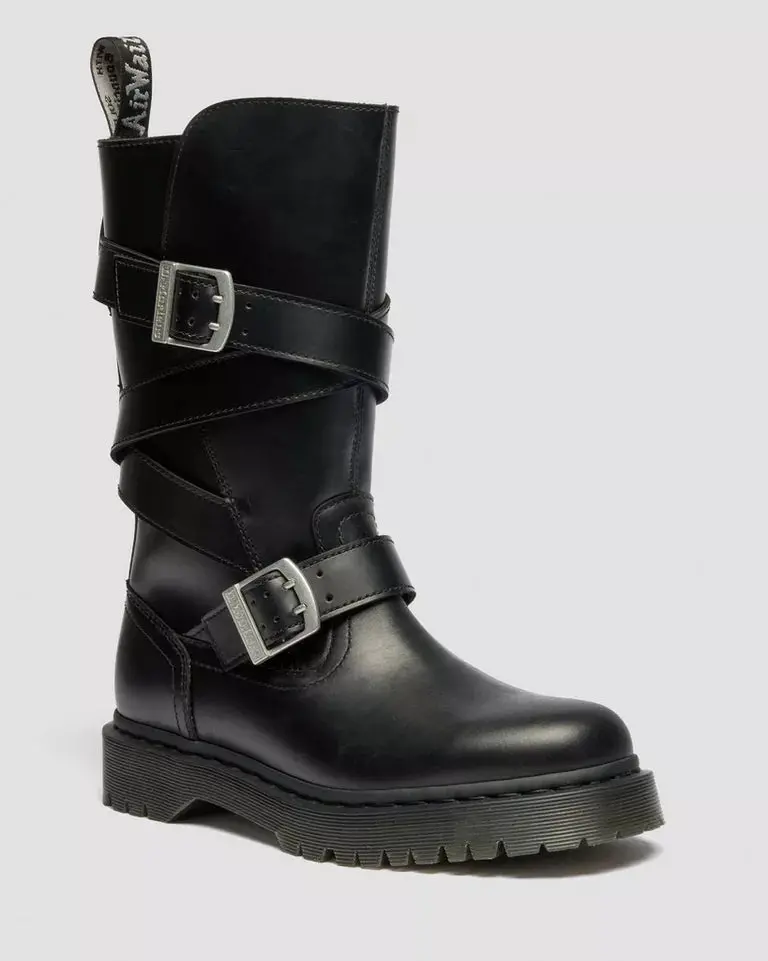 Dr. Martens Anistone Strap High Leather Boot - Black Orleans 1