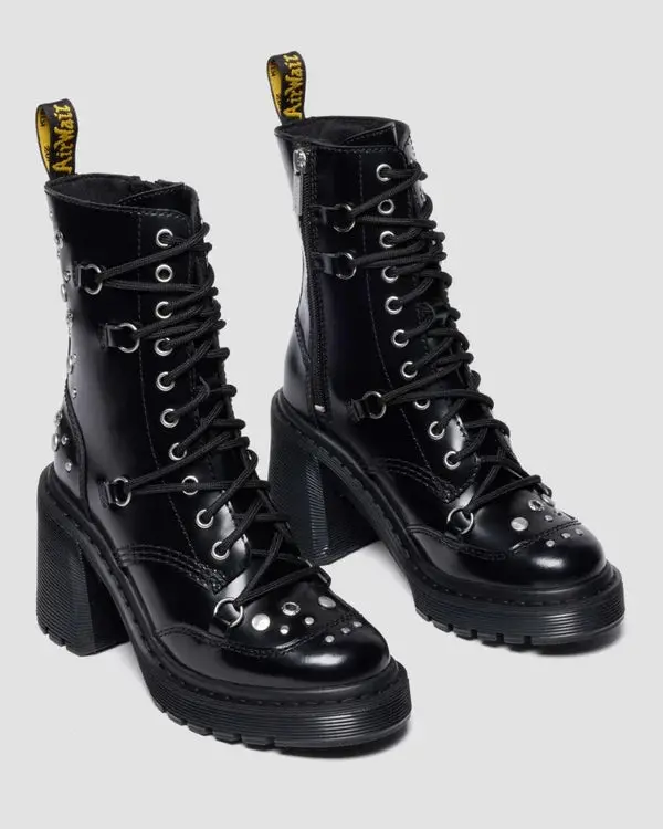 Dr. Martens Chesney Hdw Studded 10 Eye Boot - Black Buttero 4