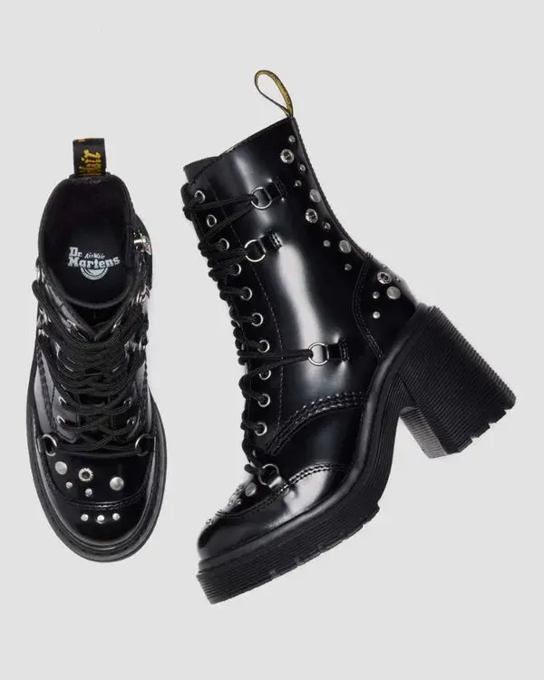 Dr. Martens Chesney Hdw Studded 10 Eye Boot - Black Buttero 6