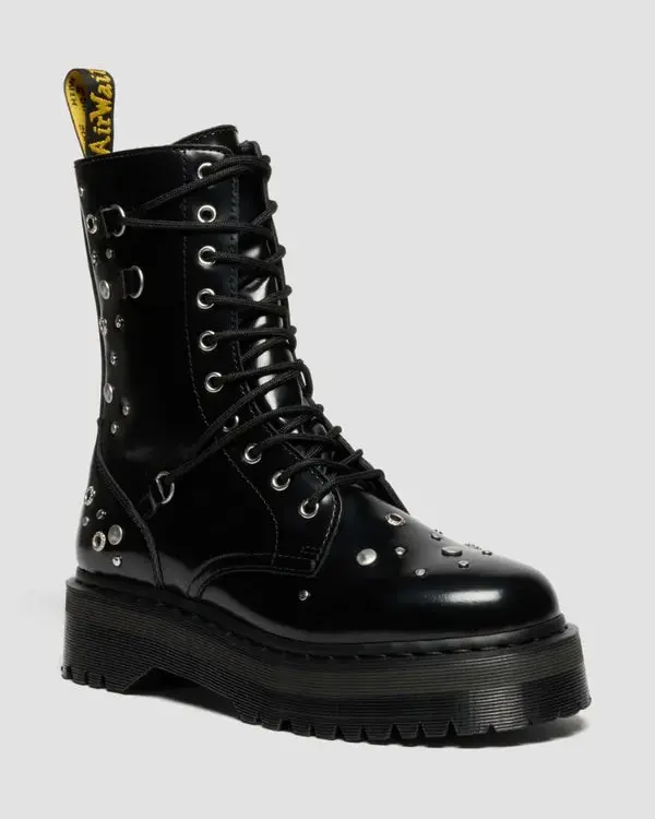 Dr. Martens Jadon Hi Hdw Studded 10 Eye Boot - Black Buttero 1
