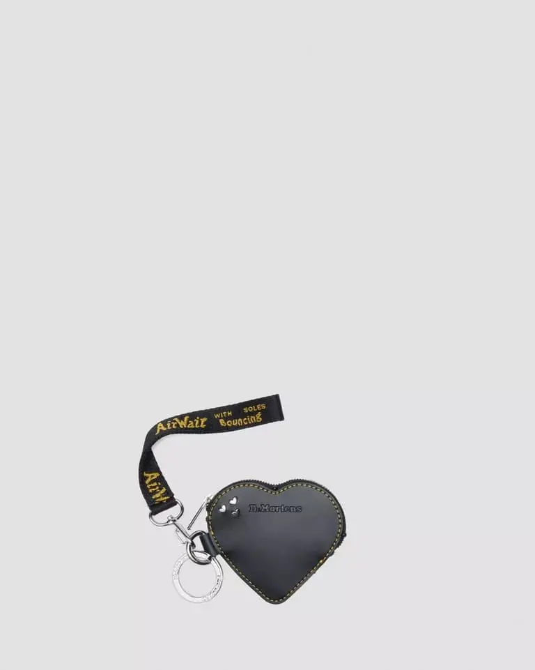 Dr. Martens Leather Heart Purse Keyring - Black Kiev 1