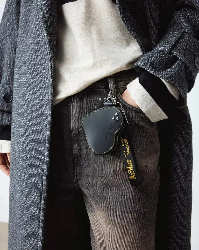 Dr. Martens Leather Heart Purse Keyring - Black Kiev 2