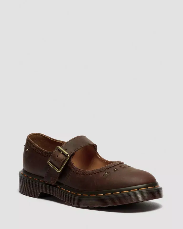 Dr. Martens Mary Jane Flower - Dark Brown Crazy Horse 1