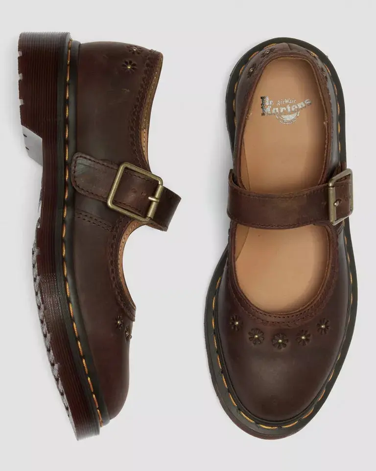 Dr. Martens Mary Jane Flower - Dark Brown Crazy Horse 6