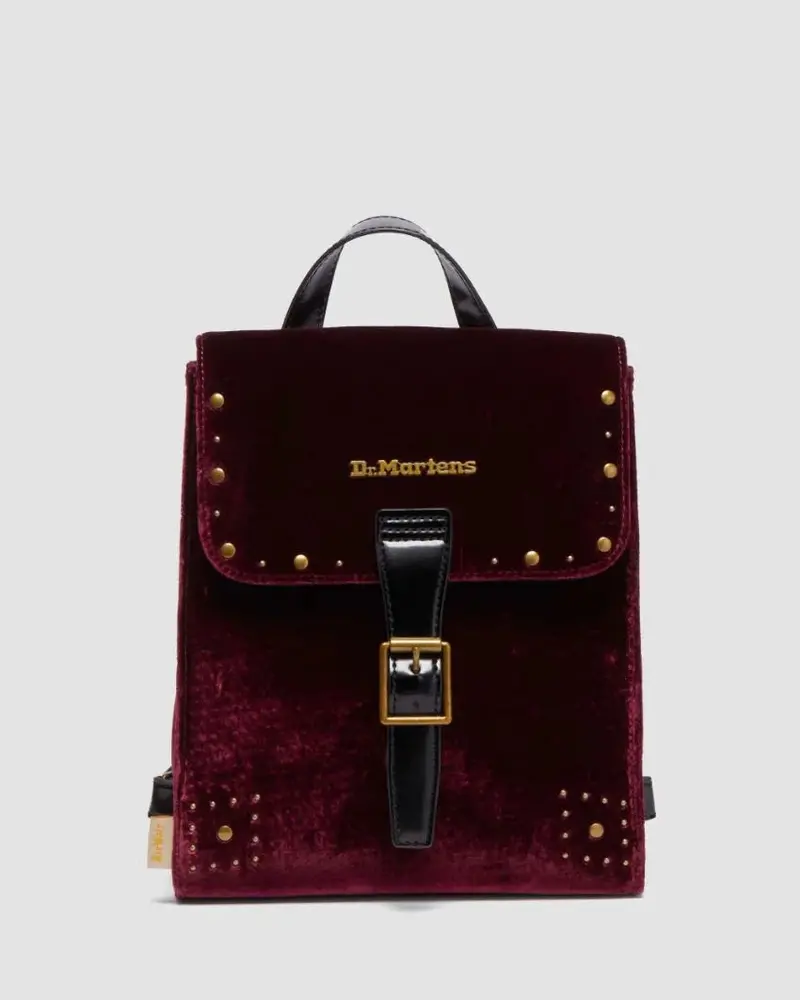 Dr Martens Mini Velvet Backpack - Cherry Red Velvet & Black Pu 1
