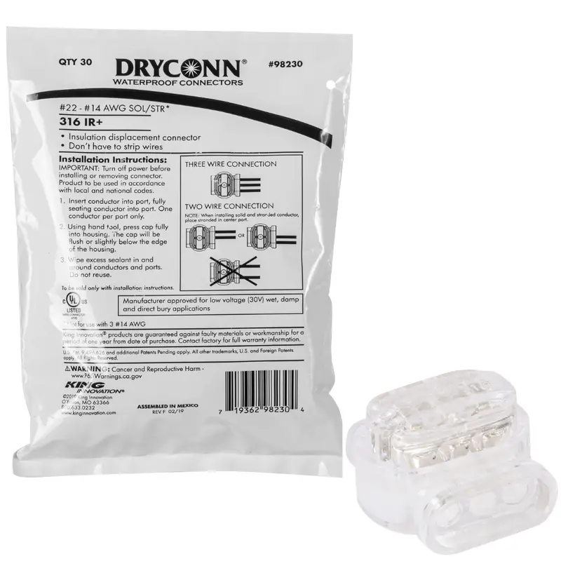 Dryconn - Insulation Displacement Wire Connector (30 Pack) - 316 Ir+ 1