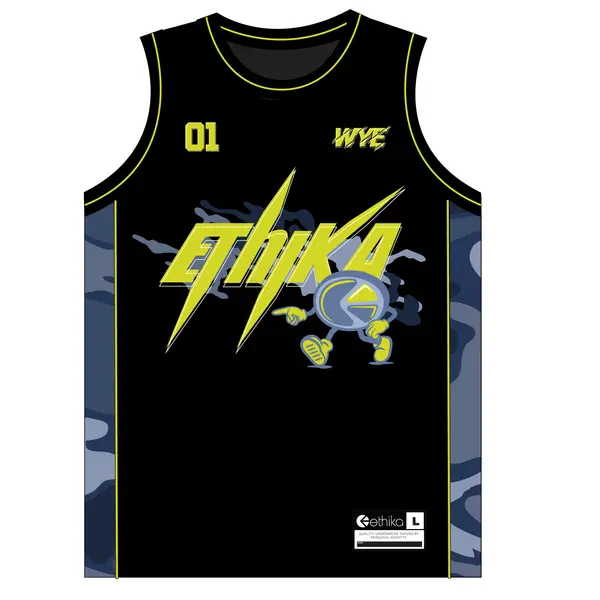Ethika Boys Bolt Camo Basketball Jersey 1