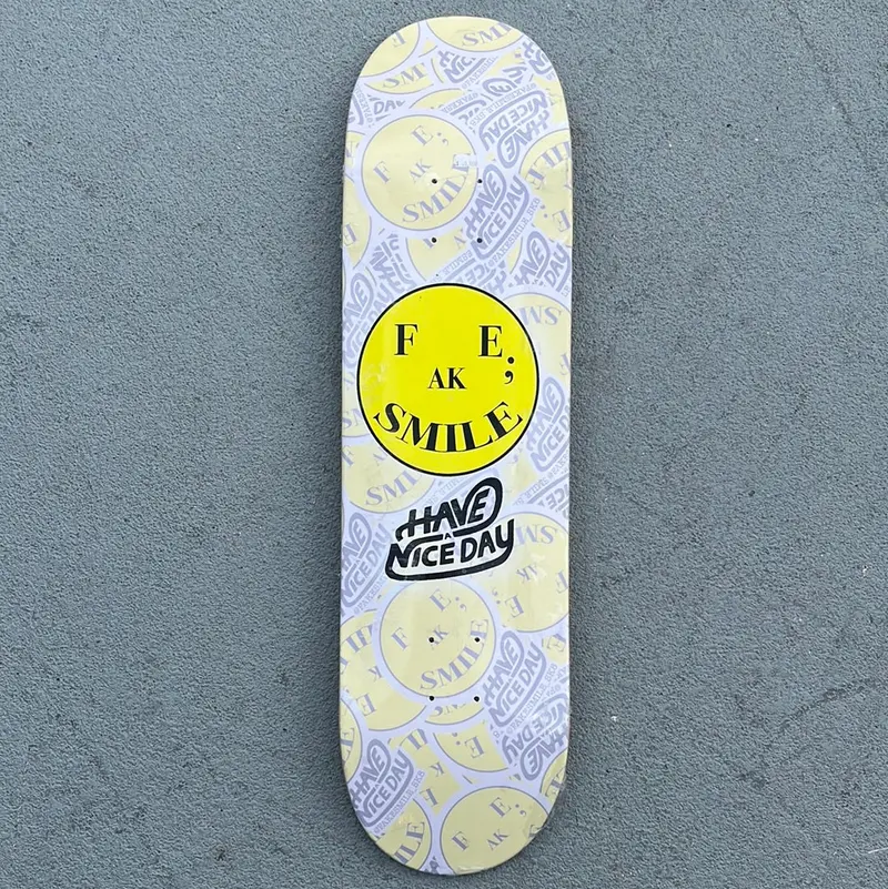 Fake Smile Happy Face Skateboard Deck 7.75" 1