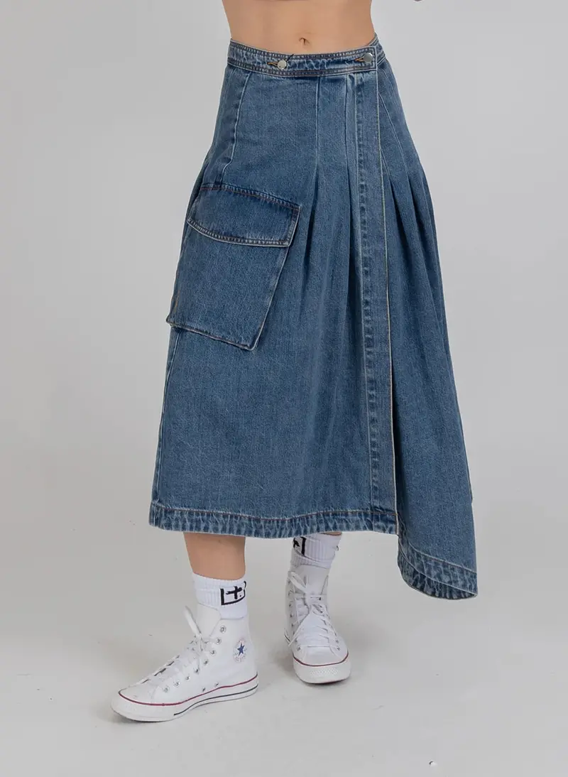 Federation Present Skirt - Washed Blue 1