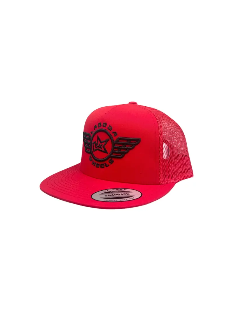 Flat Bill Hat – 5 Panel Classic Trucker Labeda Wings  Red 1