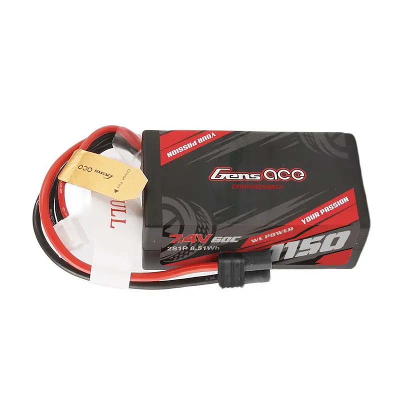 Gens Ace: 1150Mah 2S 60C 7.4V Hardcase Lipo Battery With Iec2 Plug 1