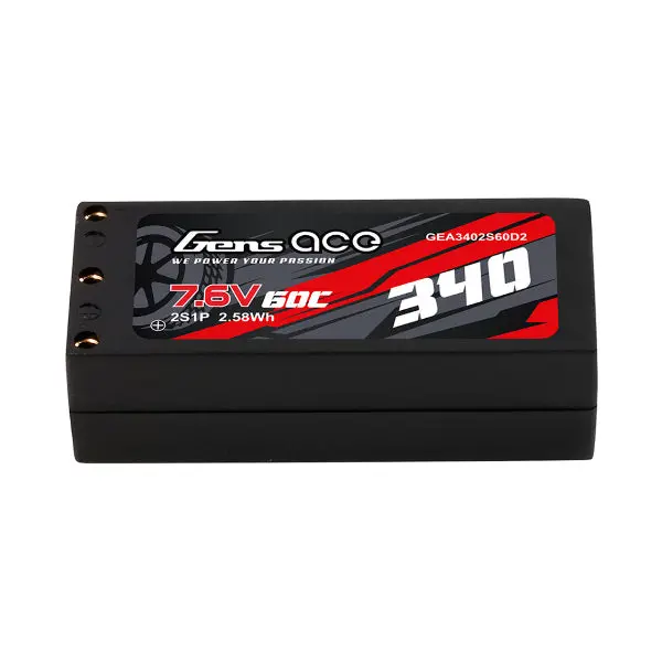 Gens Ace: 340Mah 2S 60C 7.6V Hv Lipo With Xt60 Plug 1