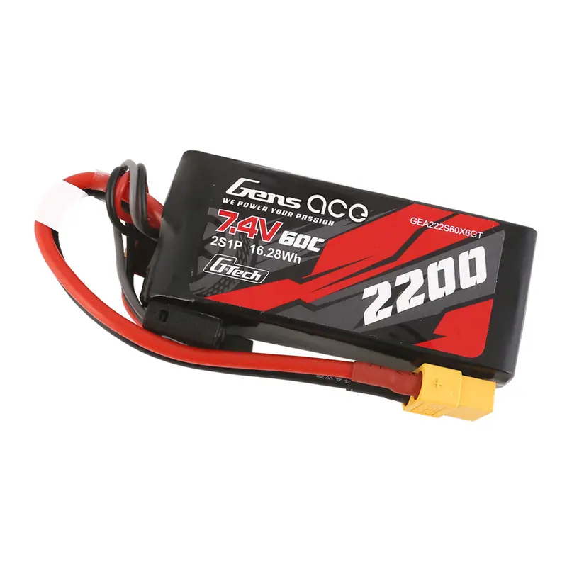 Gens Ace: G-Tech 2200Mah 7.4V 60C 2S1p Lipo Battery With Xt60 1