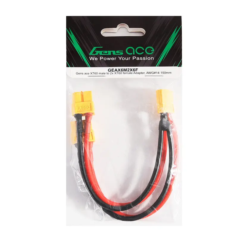 Gens Ace: Xt60 Male To 2X Xt60 Female Adapter, Awg#14 150Mm 1