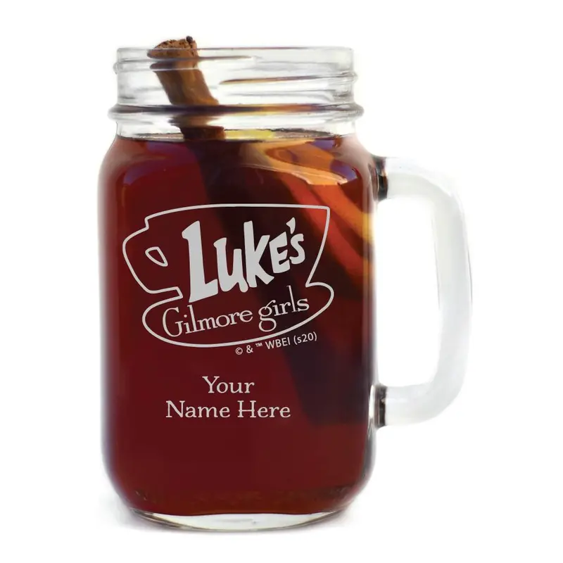 Gilmore Girls Personalized Luke's Diner Glass Mason Jar With Handle, 16.5 Ounces 1
