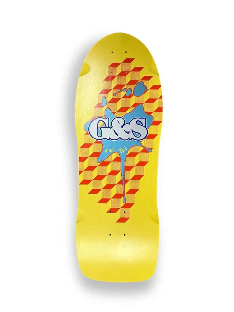 G&S Foiltail Yellow Deck With Blue Metallic Splat 1