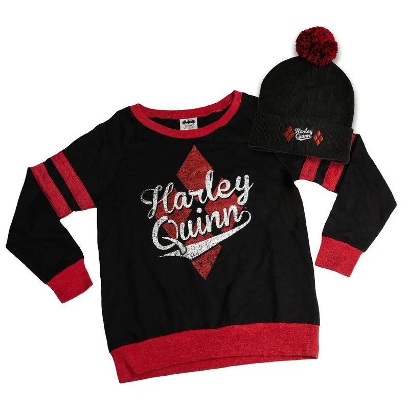 Harley Quinn Juniors Long-Sleeve T-Shirt & Beanie Fashion Combo 1