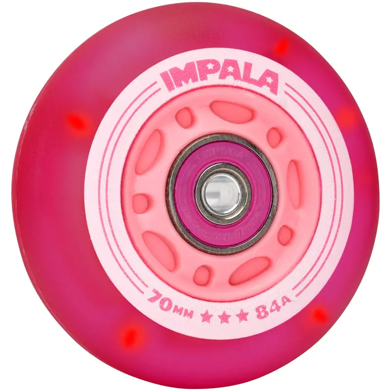 Impala 4 Pack Light Up Inline Wheels - Pink / Red 1
