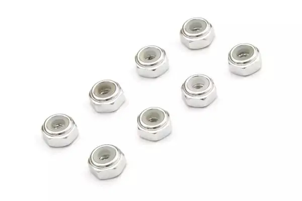 Kyosho M2 Alu. Nylon Color Nut 8Pcs(Silver) Mzw128s 1