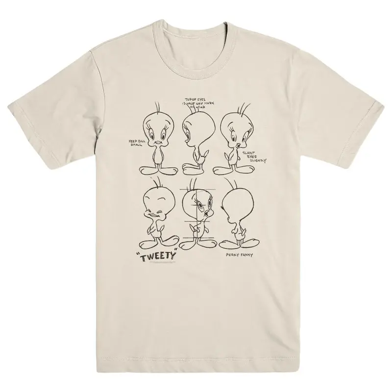 Looney Tunes Tweety Sketches Cream T-Shirt 1
