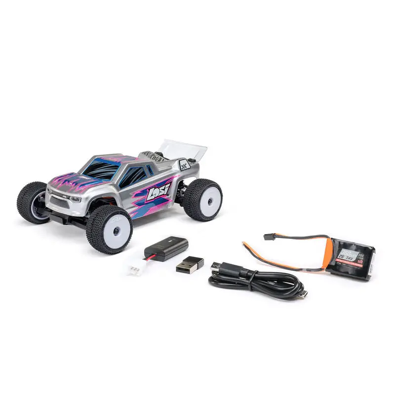 Losi 1/28 Micro-T 2S 2Wd Rtr Stadium Truck (Battery & Charger Included), Silver 1