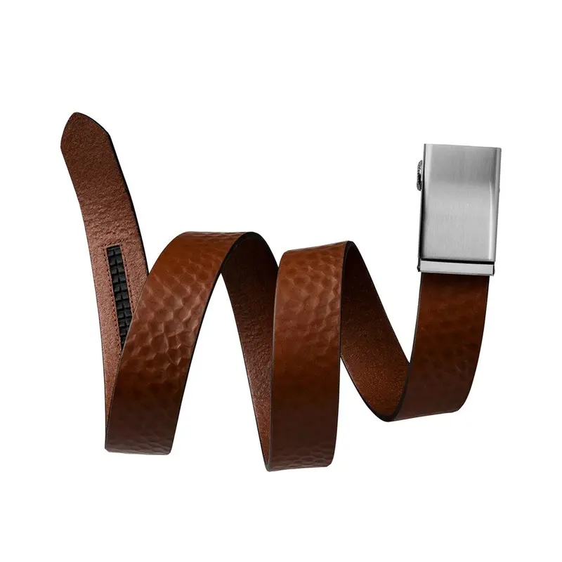 Mission Belt Steel Buckle / 40Mm Brown Tobacco Caddy Embossed Full Grain Leather Belt 1