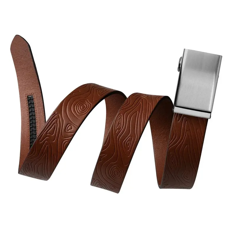 Mission Belt Steel Buckle / 40Mm Brown Tobacco Topo Embossed Full Grain Leather Belt 1