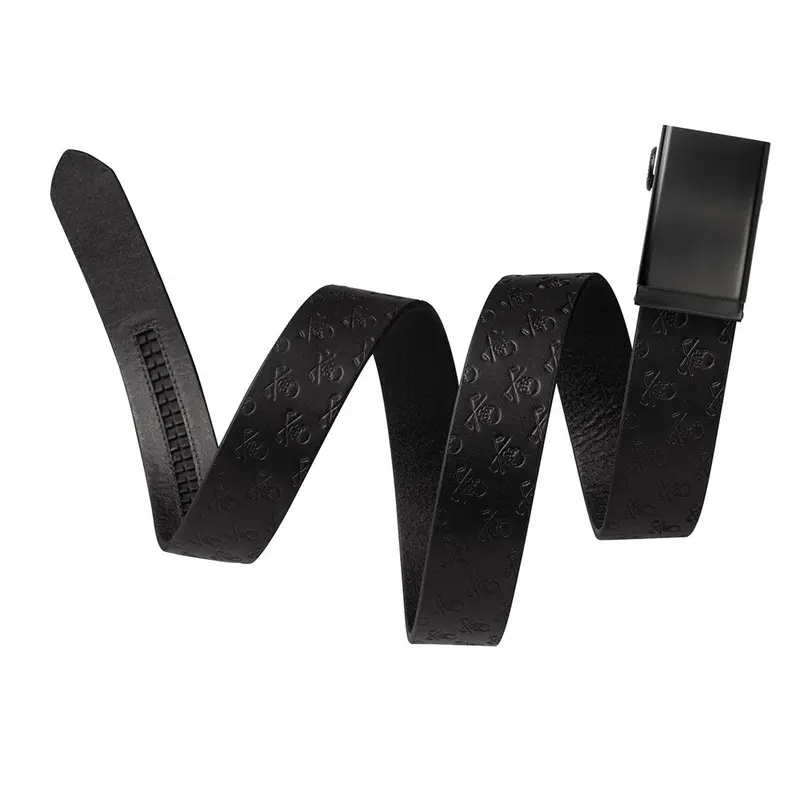 Mission Belt Swat Black Buckle / 40Mm Black Skull & Clubs Embossed Full Grain Leather Belt 1