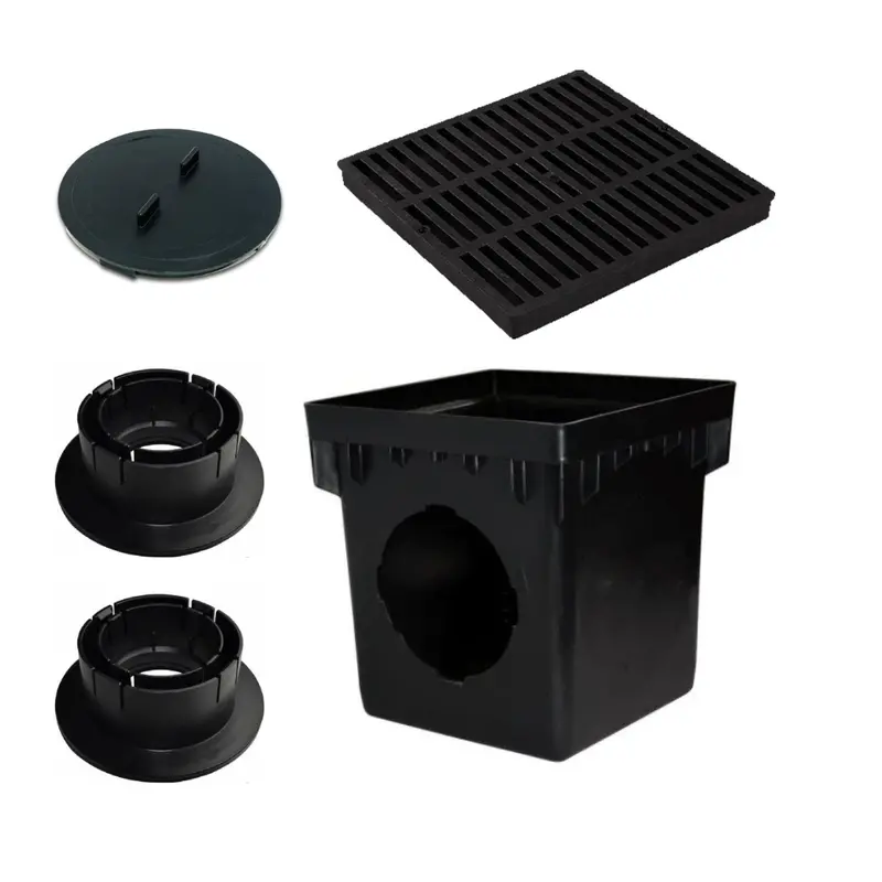 Nds - 1200Blkit - 12'' Square 2-Hole Basin Kit (Black Grate) 1