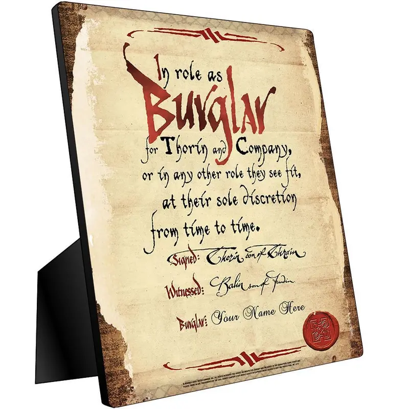 Personalized Bilbo Baggins Burglar Contract Chromaluxe Panel From The Hobbit: An Unexpected Journey 1