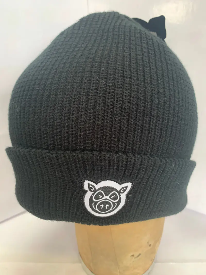 Pig Head Skateboard Beanie Black 1