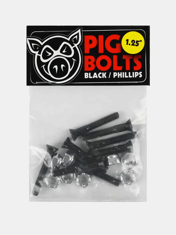 Pig Wheels Bolts 1.25" Phillips Bolts - Black 1