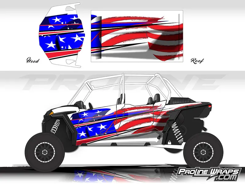 Proline Wraps Series Graphics - Old Glory - Polaris Rzr Xp 4 1000 1