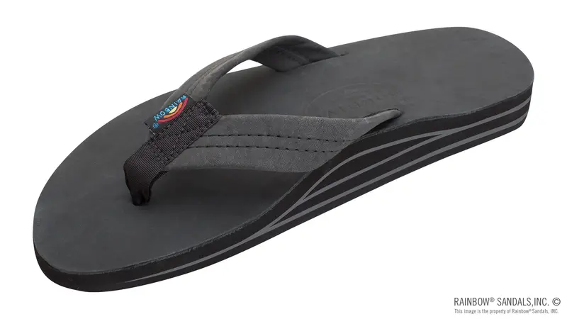 Rainbow Sandals Men's 302Alts Double Layer Leather- 1" Strap - Black 1