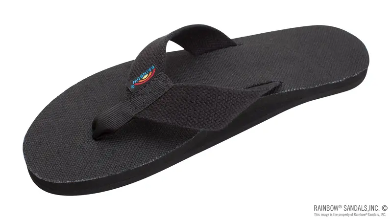 Rainbow Sandals Men's Single Layer Hemp - 1" Strap - Black 1