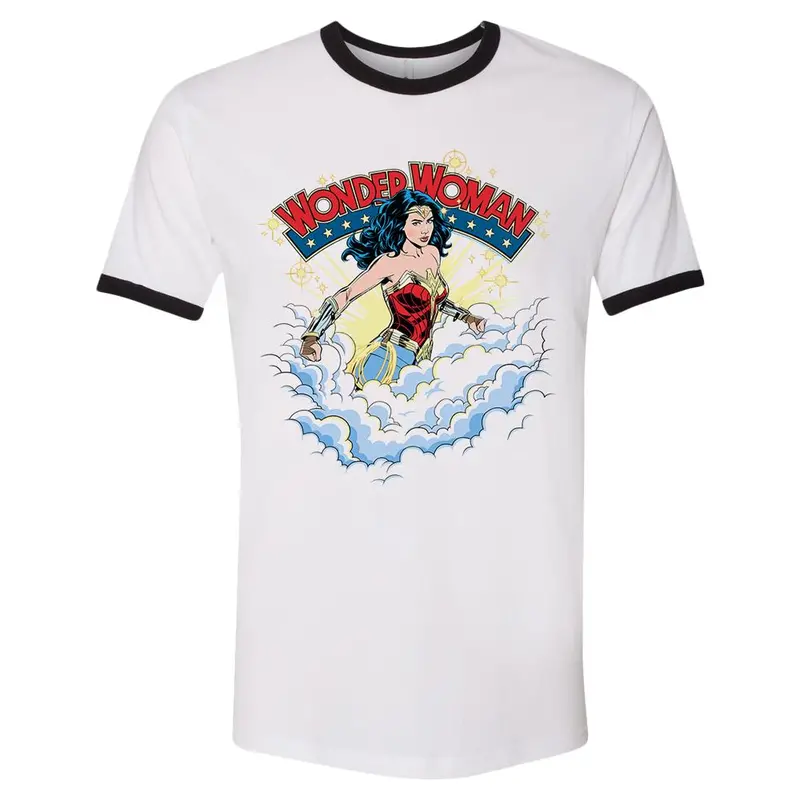 Retro Wonder Clouds White Ringer T-Shirt From Wonder Woman 1984 1